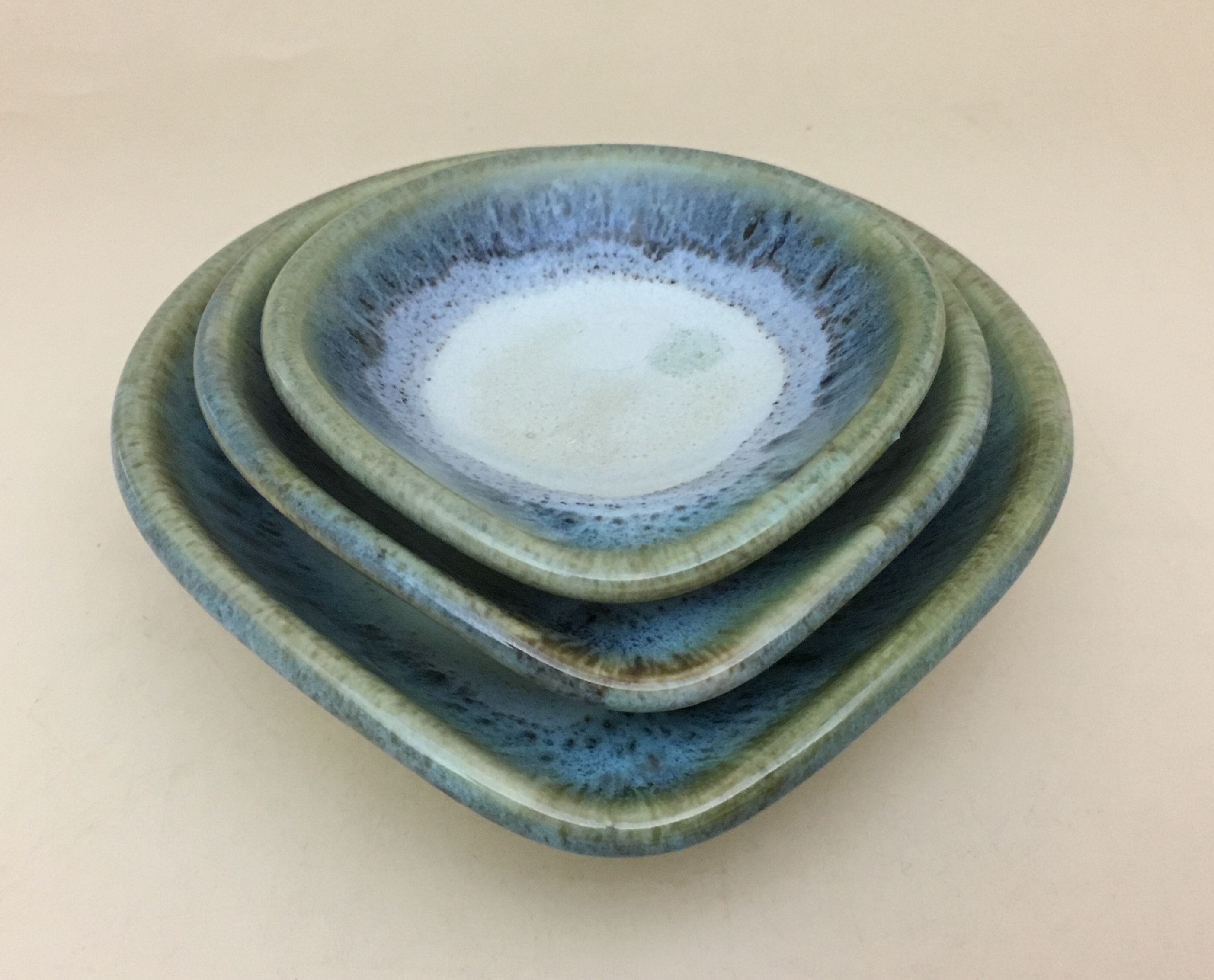 605 Spoon Rests Set of 3 (Blue/Green) Wizard of Clay Pottery